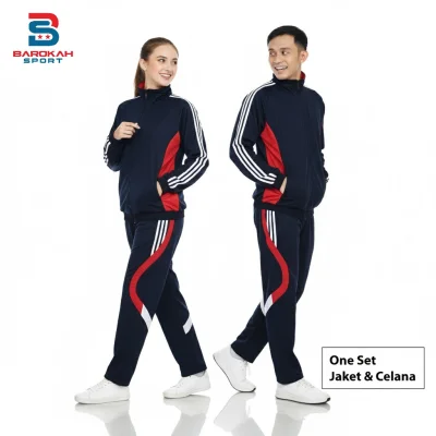 HM Barokah - One Set Jaket Training Pria Wanita Setelan Seragam Jaket Celana One Set Olahraga Gym Running Sauna Pria Dewasa
